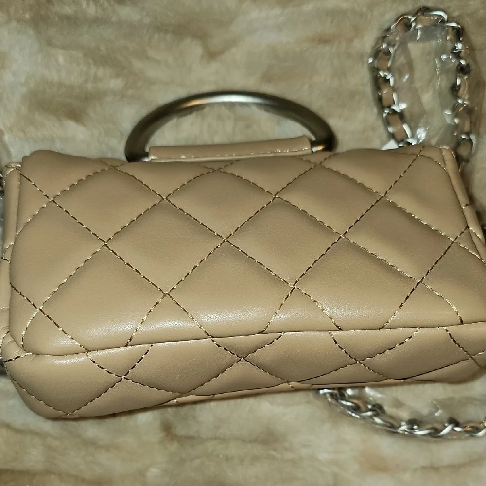 French Connection Beige Quilted Mini Bag - Picture 8 of 13